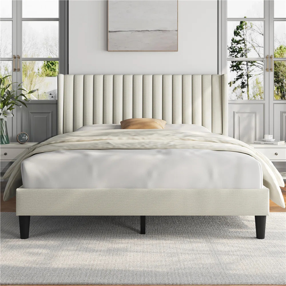 Upholstered Bed Frame with Wing Side | Wayfair North America
