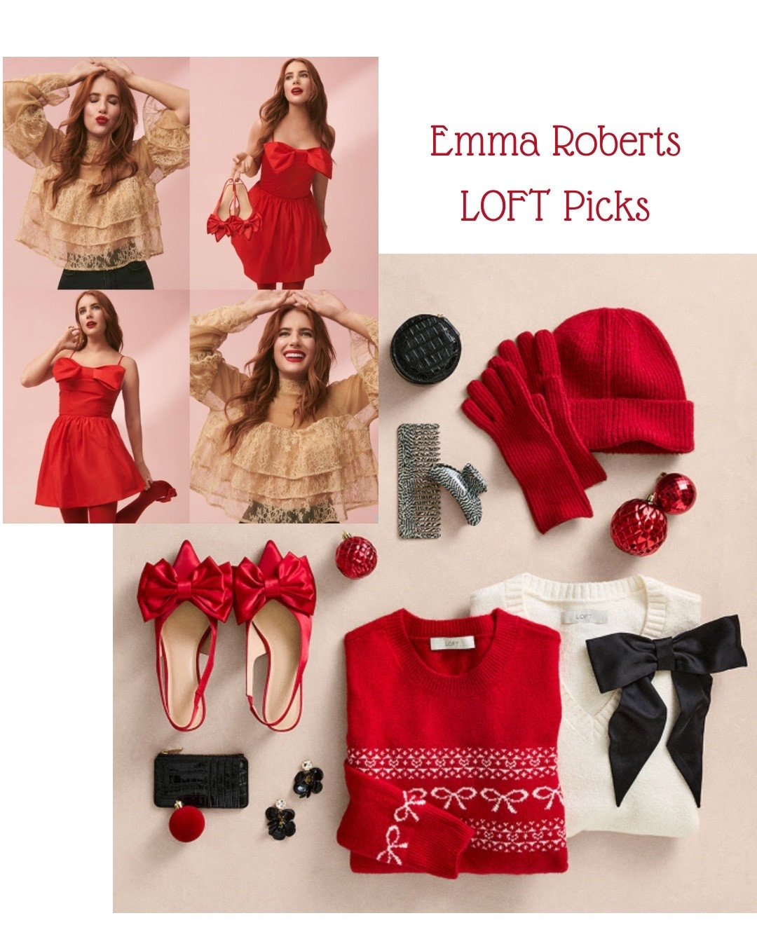 Emma Roberts has good taste! 
These pieces are more gorgeous in person. Dramatic and refined is how I’d describe this beautiful holiday collection. Lace and bows have made a big comeback this year. 
#reddress

#LTKPetite #LTKHoliday #LTKGiftGuide