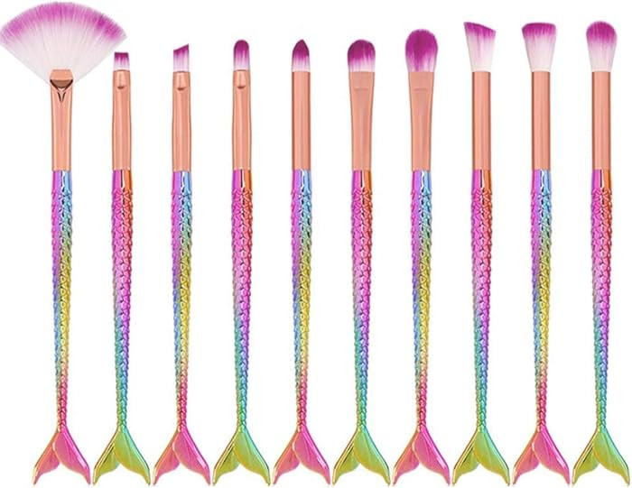 Amazon.com: Makeup Brush Set 10 Pcs Fish Tail Eye Makeup Brushes, Eyeshadow Concealer Eyeliner Br... | Amazon (US)