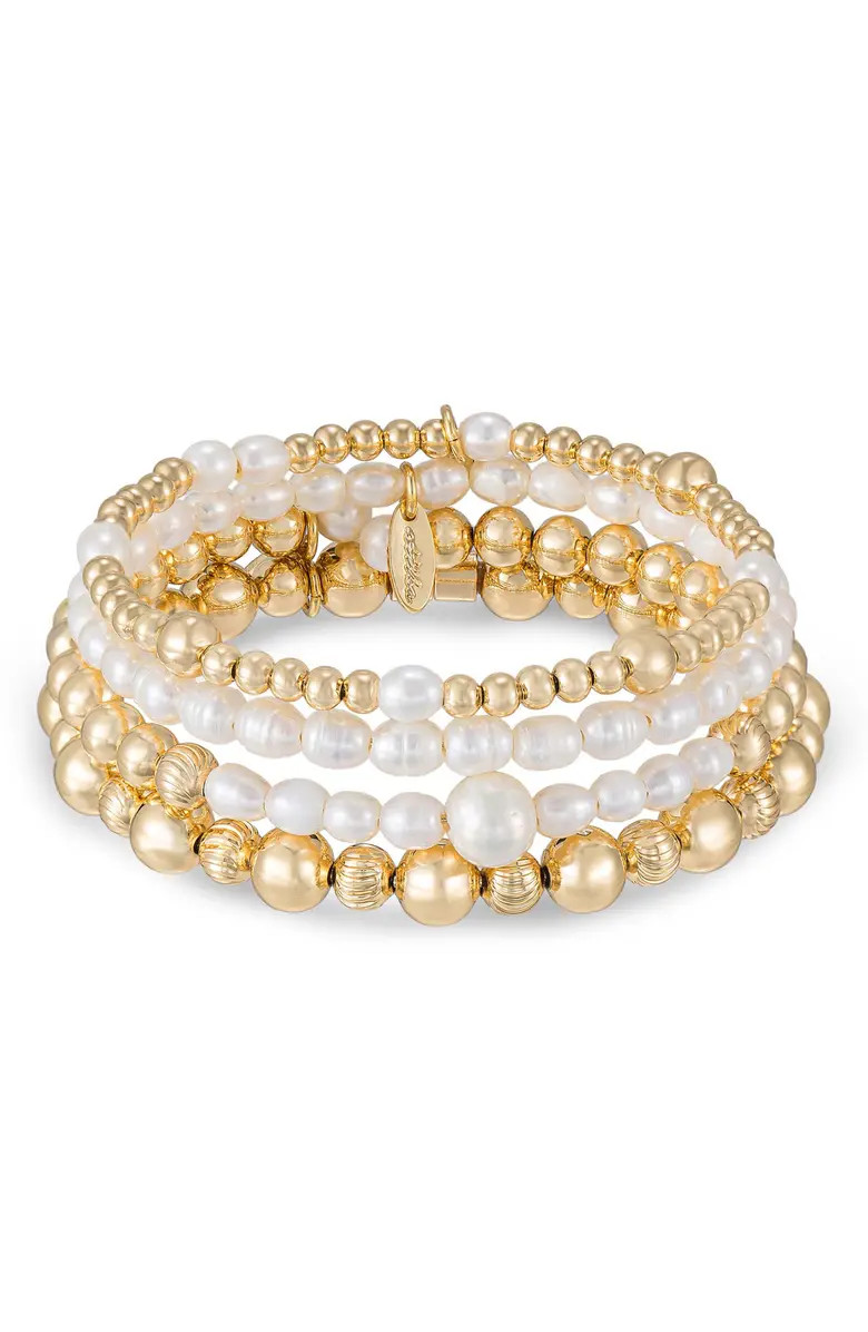 Ettika Set of 4 Cultured Freshwater Pearl Beaded Bracelets | Nordstrom | Nordstrom