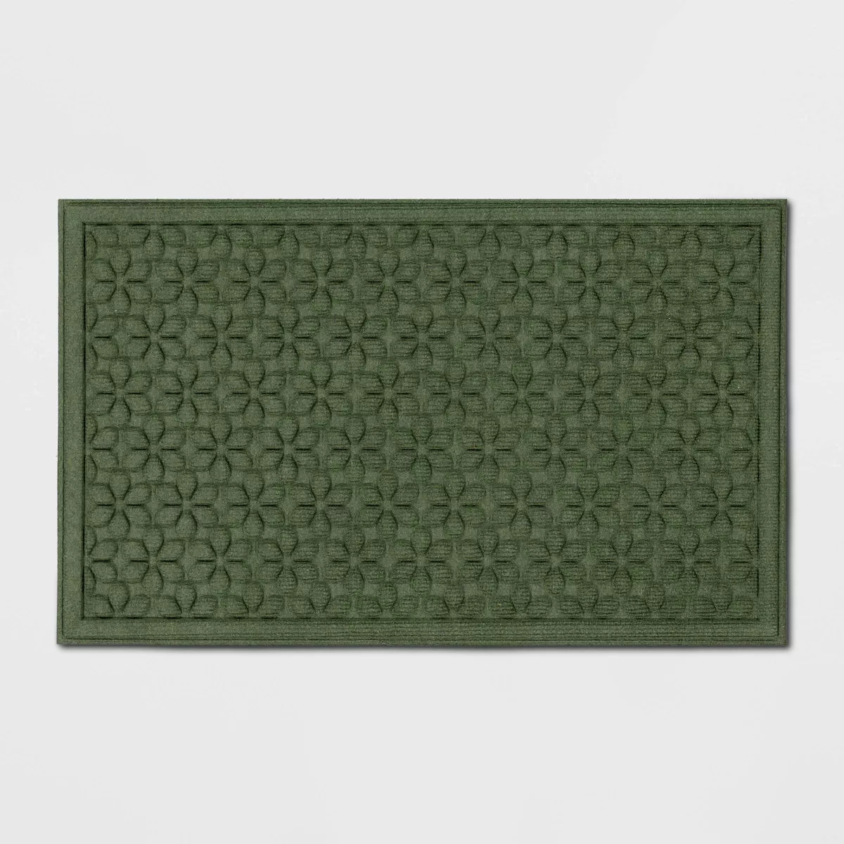 1'6"x2'6" Absorbing Embossed Floral Doormat Green - Room Essentials™: Outdoor & Indoor Skid-Res... | Target