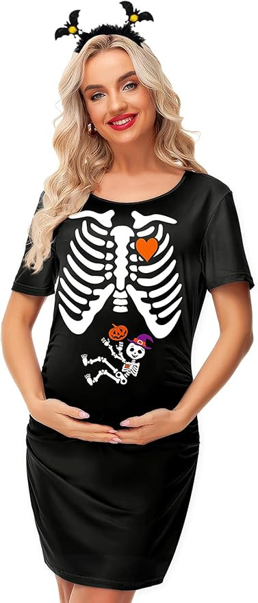 Deerose Womens Easter Day Pregnancy Dresses Casual Funny Printed Halloween Maternity Outfit | Amazon (US)