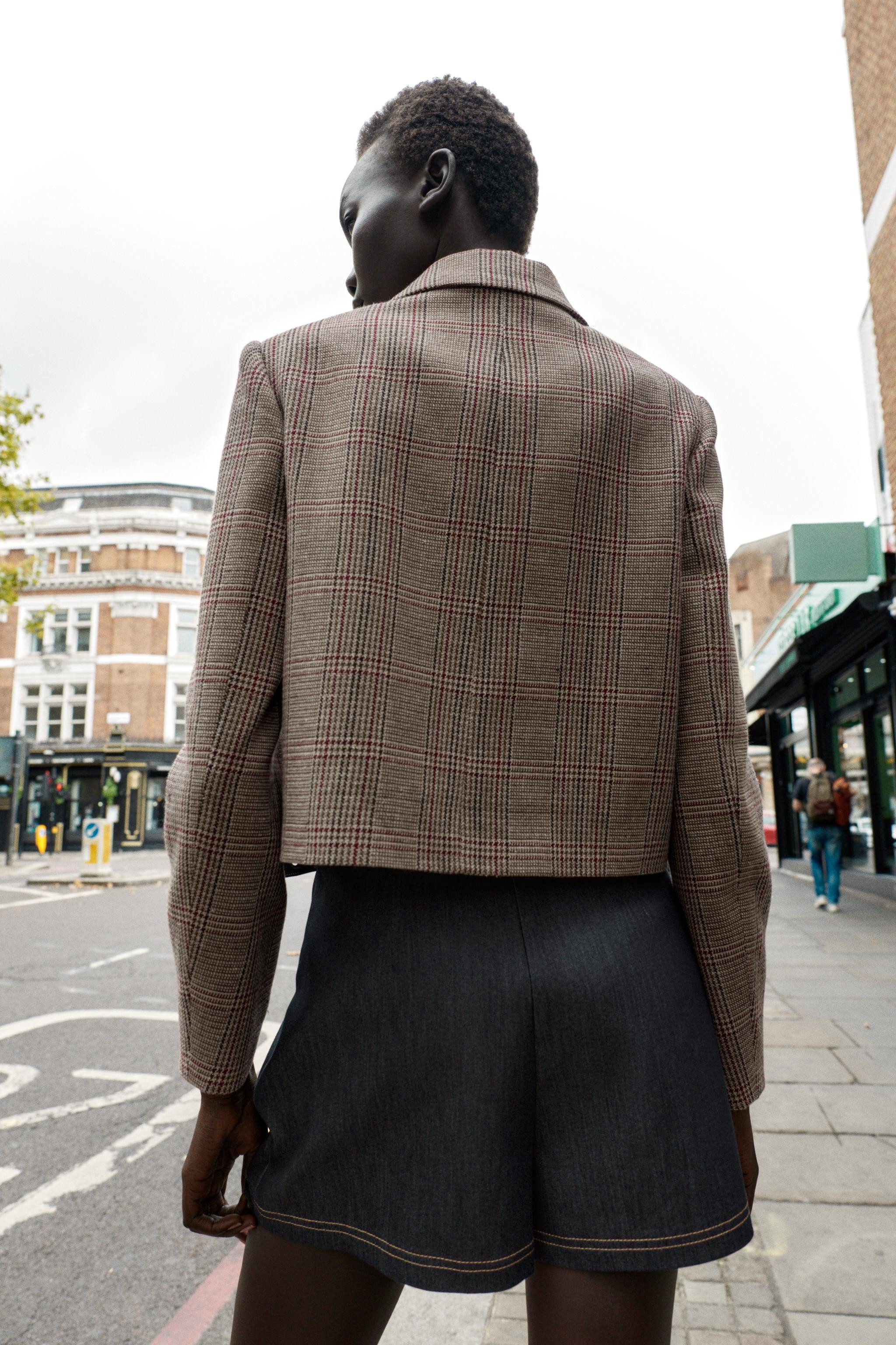 HOUNDSTOOTH CROPPED BLAZER | Zara US