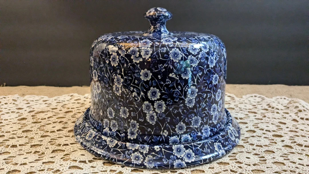 Vintage Crownford Calico Blue Cheese Dome: Staffordshire English Ironstone Cake Plate - Etsy | Etsy (US)