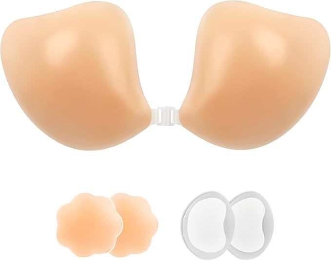 lalaWing Adhesive Bra Push up Bra Strapless Backless Sticky Bra Invisible Silicone Nipple Bras fo... | Amazon (US)