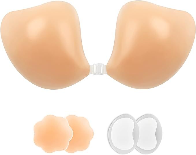 lalaWing Adhesive Bra Push up Bra Strapless Backless Sticky Bra Invisible Silicone Nipple Bras fo... | Amazon (US)