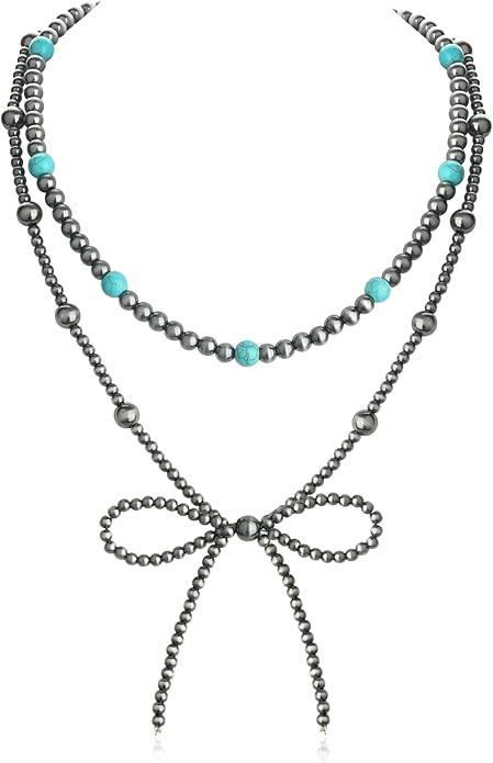 Navajo Pearl Bow Necklace Western Jewelry for Women Cowgirl Turquoise Necklaces Jewelry | Amazon (US)