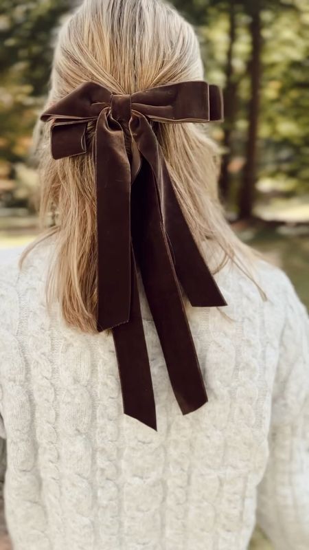 My favorite hair trend to try right now… the 🎀. It’s so simple and chic. Instantly elevates any outfit and it also is just really fun to wear 🫶🏻 and this chocolate brown one is under $10! 

#LTKfindsunder50 #LTKSeasonal #LTKstyletip