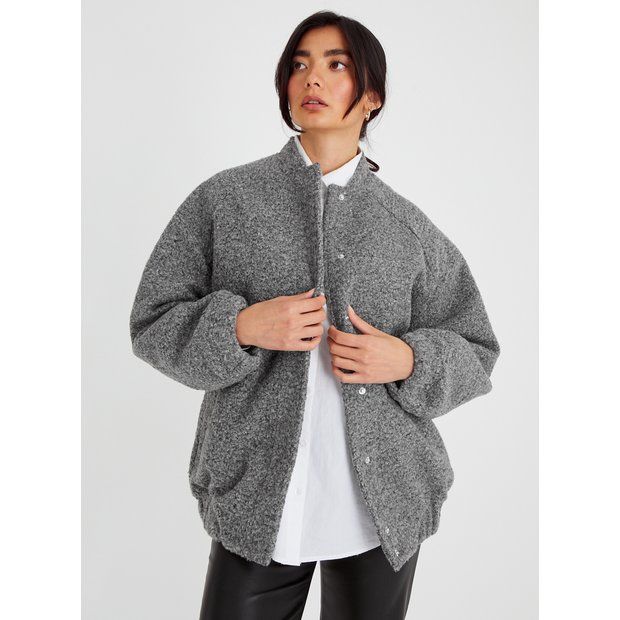 Buy Grey Boucle Bomber Jacket 10 | Coats | Tu | Tu Clothing
