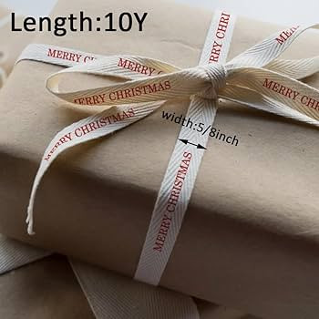 Christmas Ribbon, 5/8" x 10 Yards Cream White Handmade Cotton Ribbons Soft Natural Herringbone We... | Amazon (US)