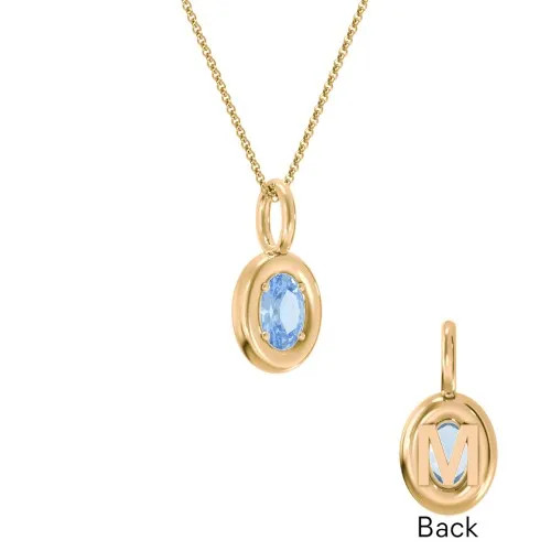 Oval Frame Stone Necklace With Back Initial | Jewlr