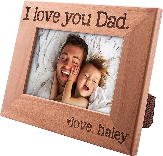 I Love You Dad, Personalized Picture Frame | 4x6 | Custom Engraved Frames w Name - Fathers Day Gi... | Amazon (US)