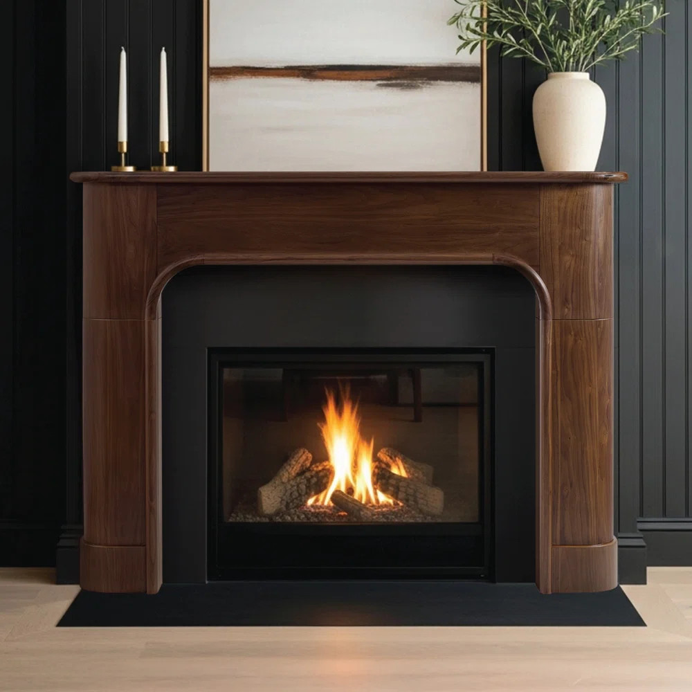 Willow Bend Wood Fireplace Mantel Surround - Unique Curved Design - 55" x 41" Opening - Matte Cle... | Wayfair North America