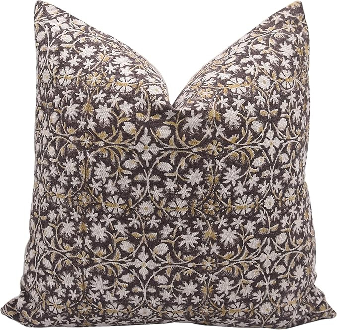 Block Print Thick Linen 18x18 Throw Pillow Covers, Decorative Handmade Pillow Covers for Sofa and... | Amazon (US)