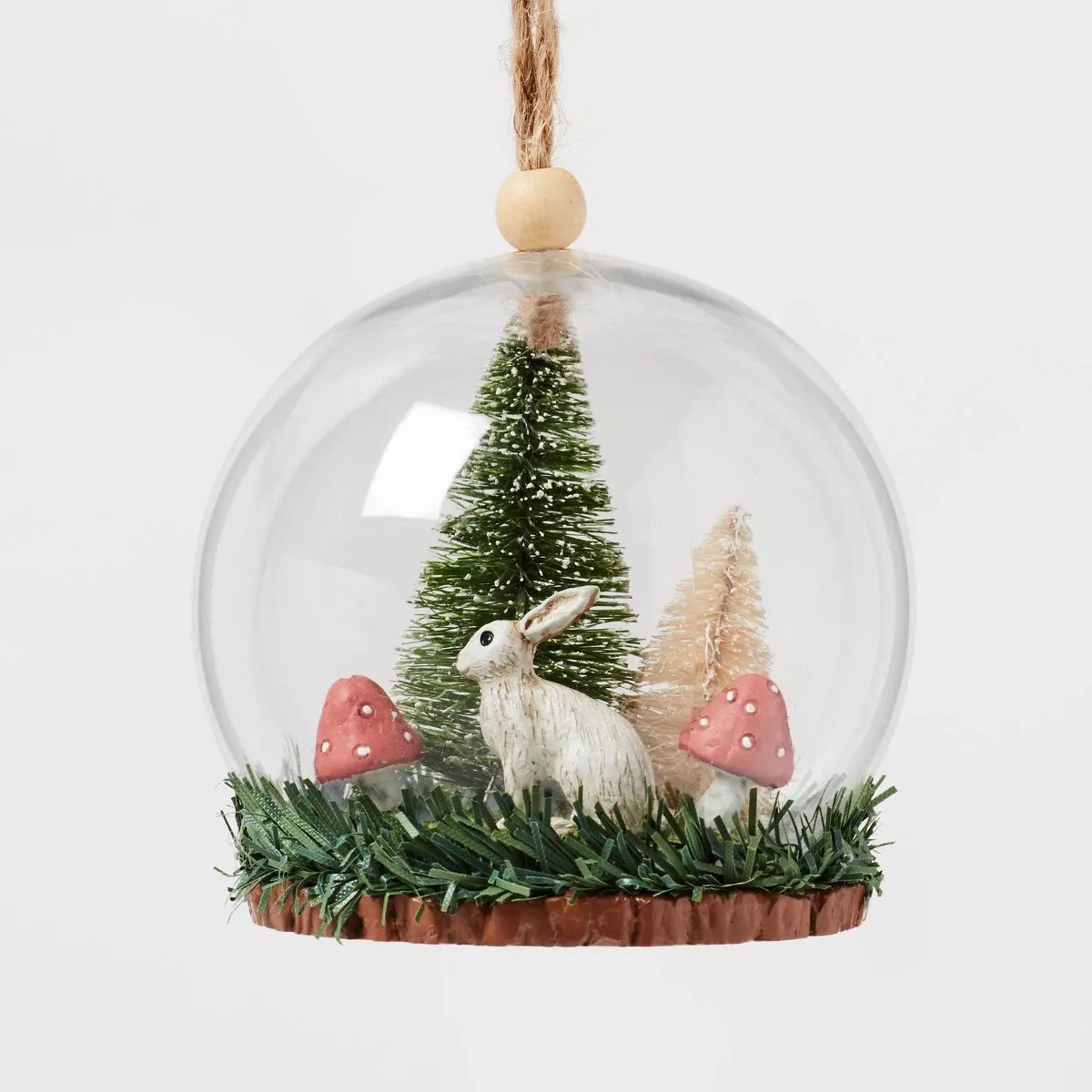 Rabbit with Mushrooms and Bottle Brush Trees Cloche Christmas Tree Ornament - Wondershop™ | Target