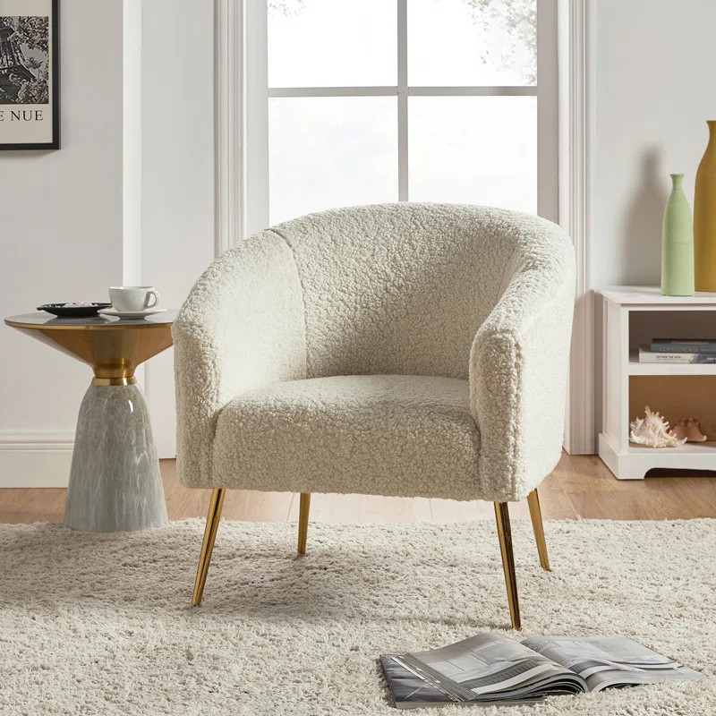 Dawson Boucle Barrel Chair With Metal Legs | Wayfair North America