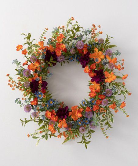 21'' Green & Orange Mixed Dahlia Wreath | Zulily