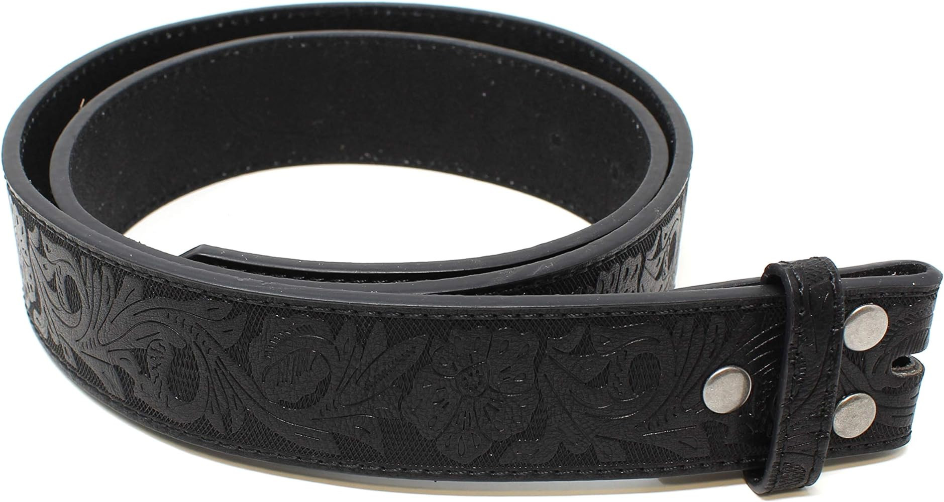 Womens Leather Belt Strap with Embossed Western Flowers Pattern 1.5" Wide with Snaps | Amazon (US)