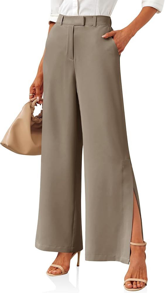 Cicy Bell Womens Side Split Dress Pants Elastic High Waisted Wide Leg Business Casual Trousers wi... | Amazon (US)
