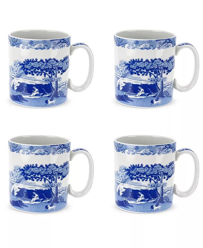 Blue Italian Mugs, Set of 4 | Macy's