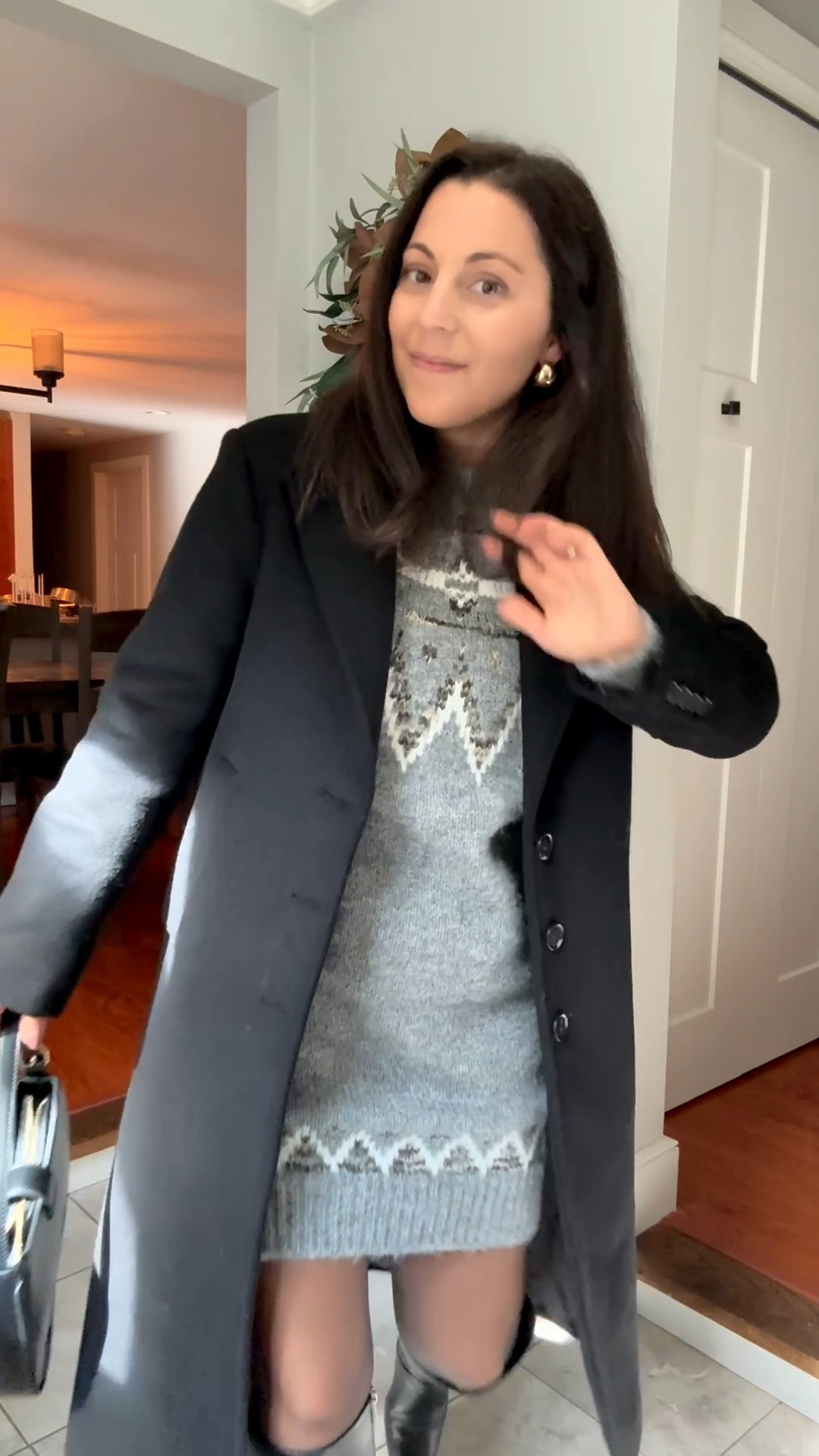 Easy, elevated winter outfit - size xs sweater dress, xs petite coats, boots are tts - I sized up a half size to wear with thicker socks. Boots are short leg friendly!

Winter outfit, neutral holiday outfit, Christmas outfit, petite coats, winter coat, dress coat, jackets, sweater dress, knee high boots, black boots

#LTKPetite #LTKSeasonal #LTKHoliday