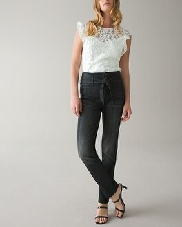 Petite High-Rise Slim Ankle Jean with Corset Closure | White House Black Market