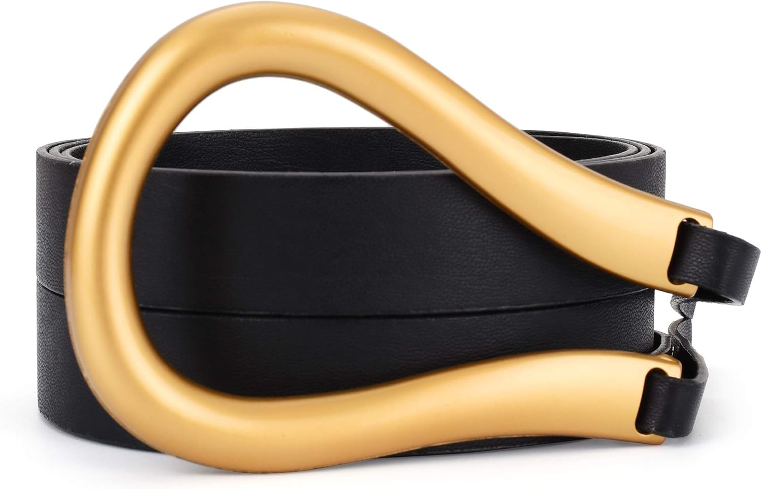 Mile High Life Womens Belts with Double-layer Faux Leather | Large Gold U-Shape Metal Buckle | Amazon (US)