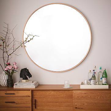 Metal Frame Oversized 48" Round Mirror - Rose Gold | West Elm (US)