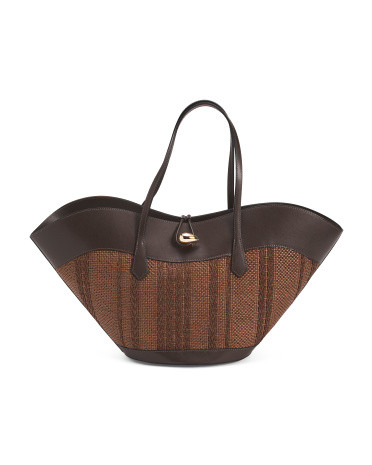 Straw And Leather Large Tulip Tote for Women | Marshalls