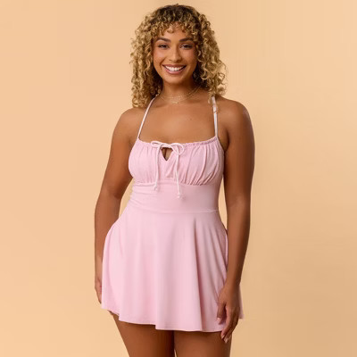 Blogilates Women's Tie Front Twirl Dress - Pink 3X | Target