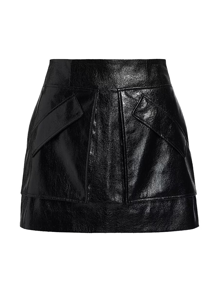 Women's Cherry Metallic Faux-Leather A-Line Miniskirt - Black - Size 4 | Saks Fifth Avenue