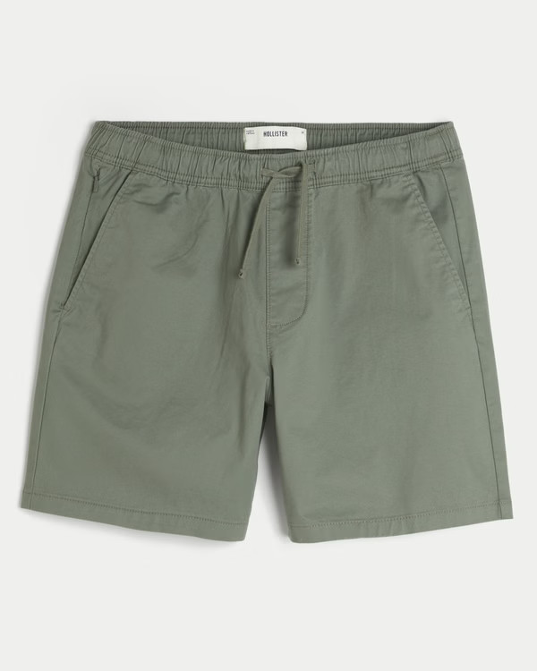 Above-the-Knee Twill Pull-On Shorts | Hollister (US)