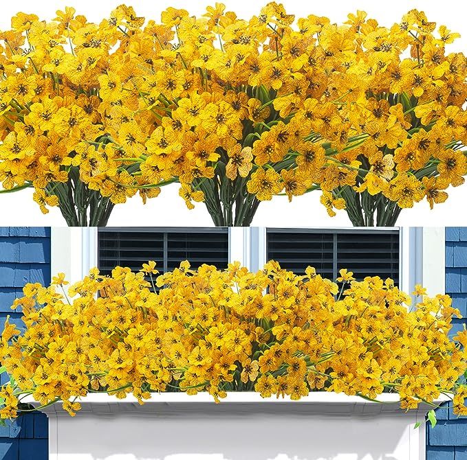 20 Bundles Artificial Flowers, Outdoor Indoor UV Resistant Fake Flowers No Fade Faux Plastic Plan... | Amazon (US)