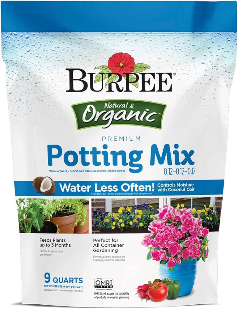 Burpee, 9 Quarts | Premium Organic Potting Natural Soil Mix Food Ideal for Container Garden-Veget... | Amazon (US)