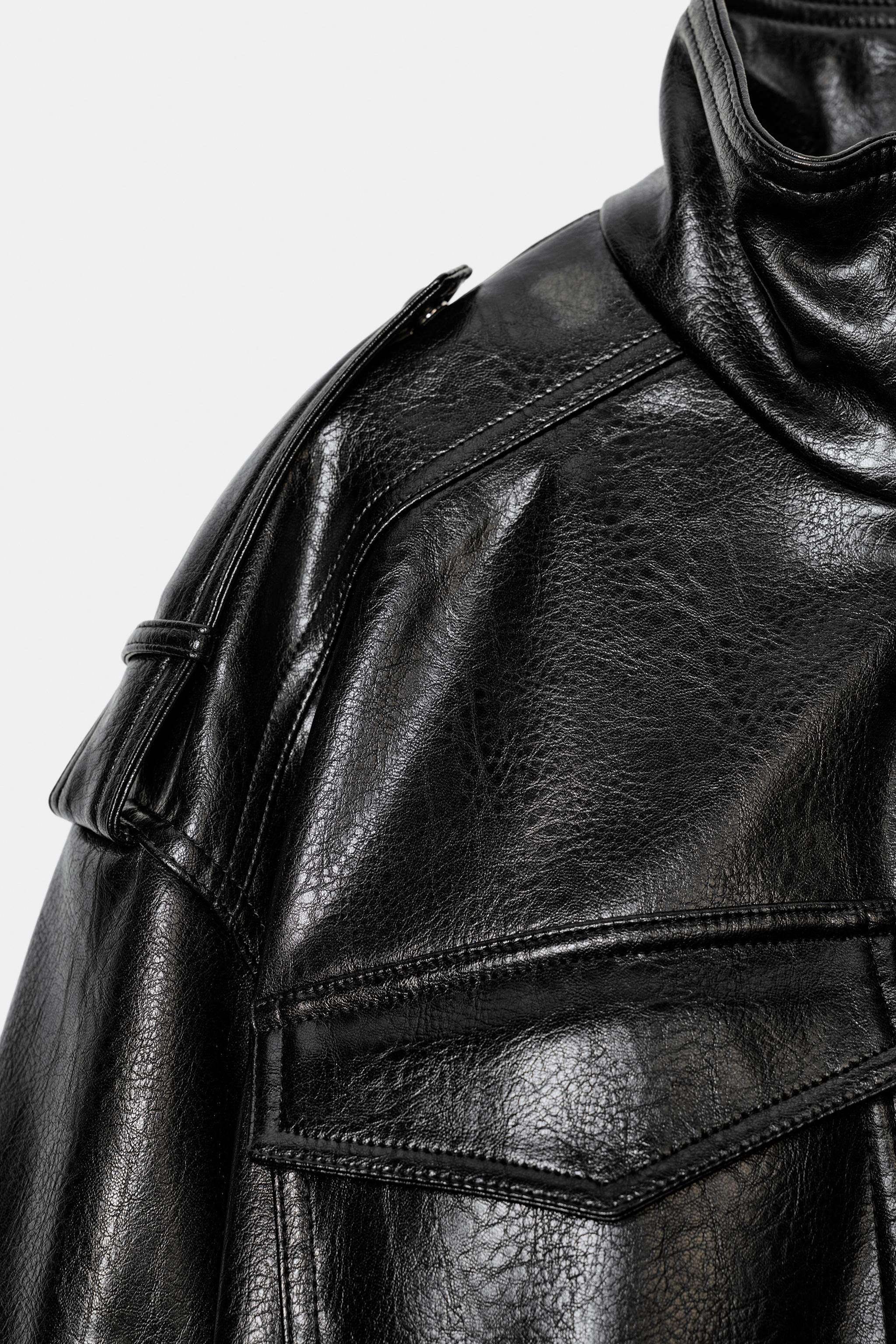 FAUX LEATHER JACKET WITH SHOULDER TABS | Zara UK