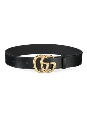 Leather Belt With Double G Buckle | Saks Fifth Avenue