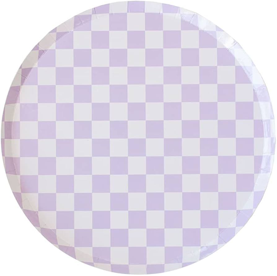 Jollity & Co Check It! Dinner Plates - Purple Posse Paper Plates - Pack of 8 Cake Plates Disposab... | Amazon (US)