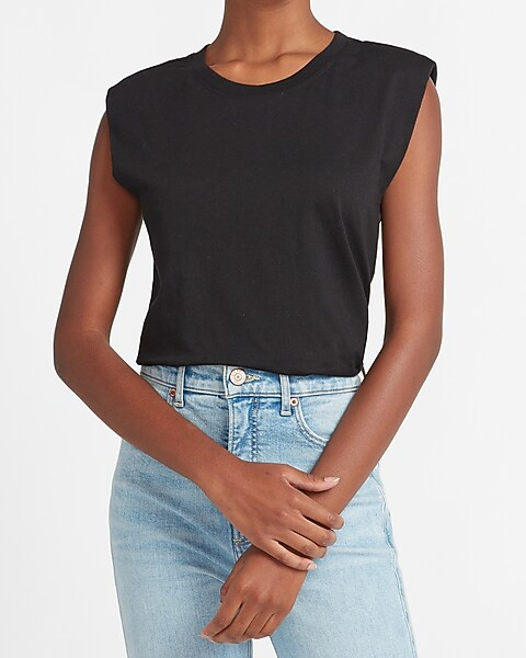 Padded Shoulder Cap Sleeve Tank | Express