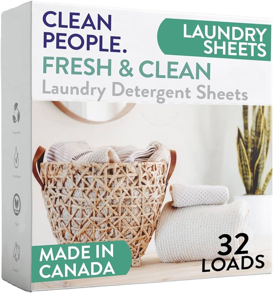 Clean People Laundry Detergent Sheets - Plant-Based, Hypoallergenic Laundry Soap - Ultra Concentr... | Amazon (US)