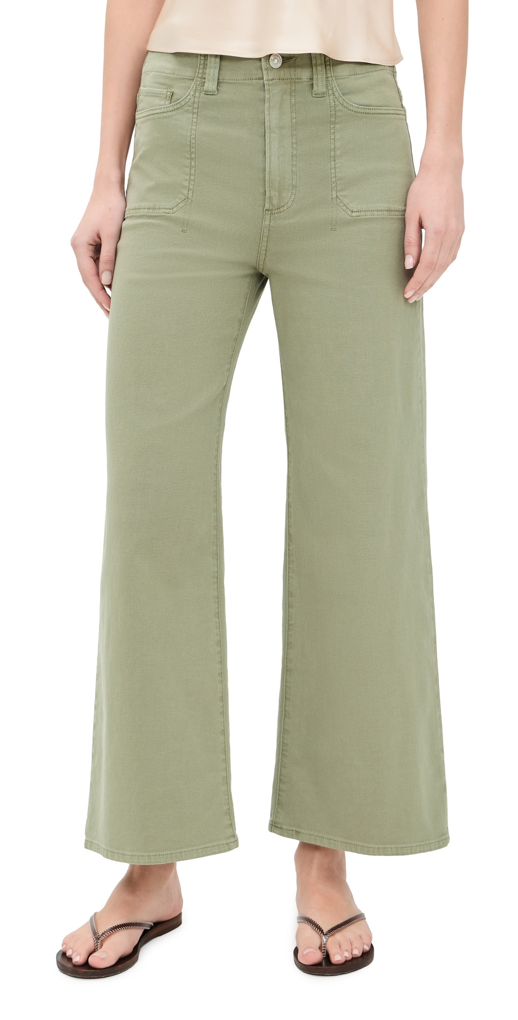 PAIGE Anessa Jeans with Stitch Thru Utility Pockets Vintage Oak Moss 31 | Shopbop