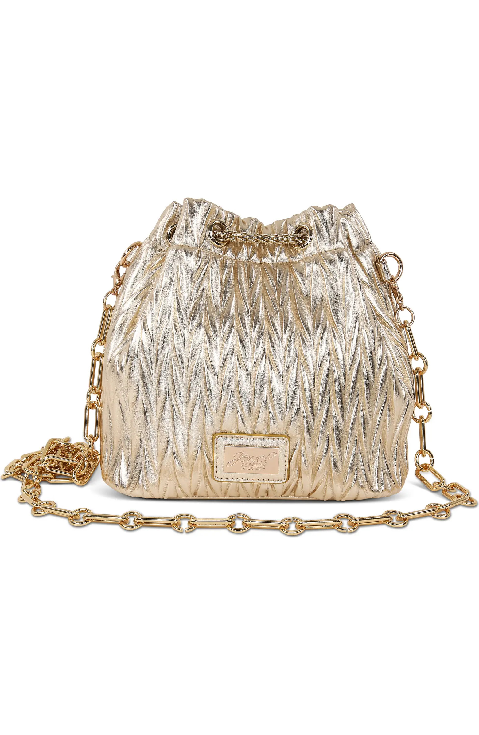 Diana Chevron Pleated Metallic Bucket Bag | Nordstrom