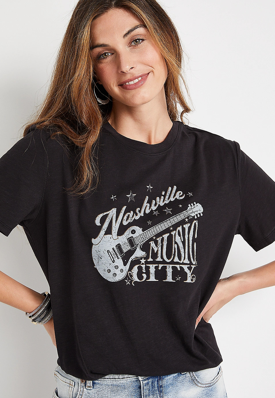 Black Nashville Oversized Graphic Tee | Maurices
