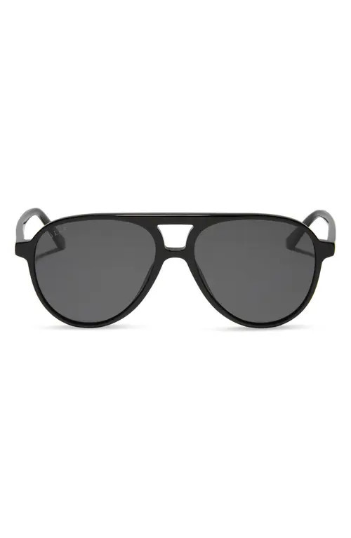 DIFF Tosca II 56mm Polarized Aviator Sunglasses in Black/Grey at Nordstrom | Nordstrom