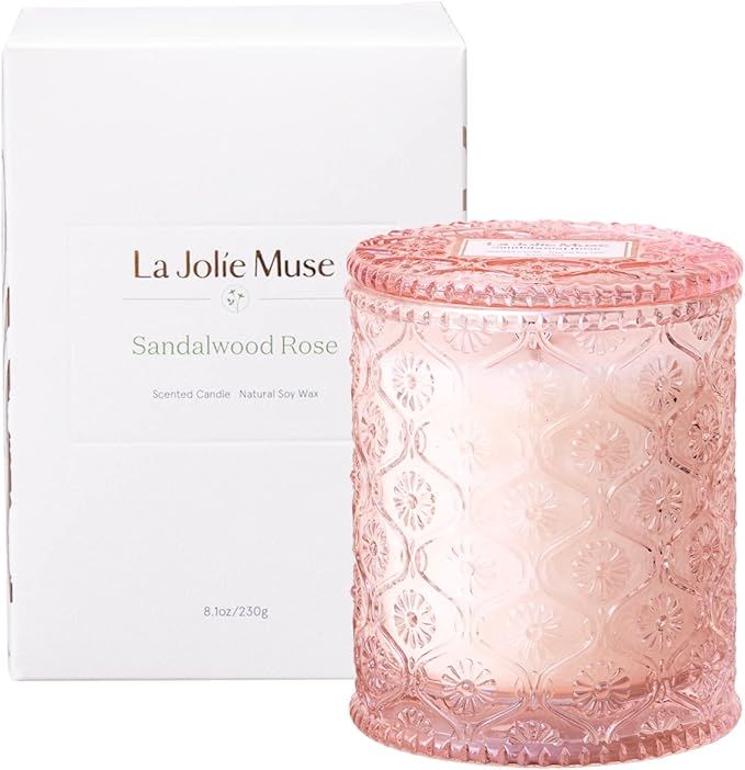 LA JOLIE MUSE Sandalwood Rose Candle, Scented Candles, Candles Gifts for Women, Natural Soy Candl... | Amazon (US)