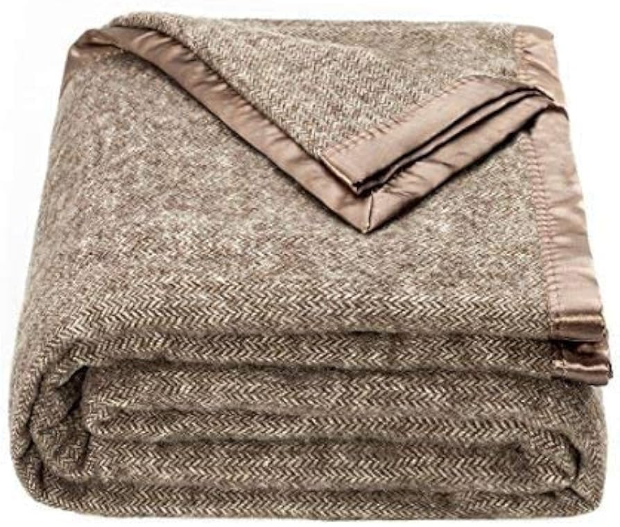 spencer & whitney Bed Throws Blankets Wool Blanket Brown Herringbone Throw Blanket Large Wool Bla... | Amazon (US)