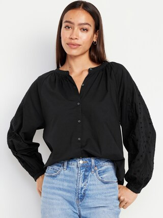 Split-Neck Button-Down Top | Old Navy (US)