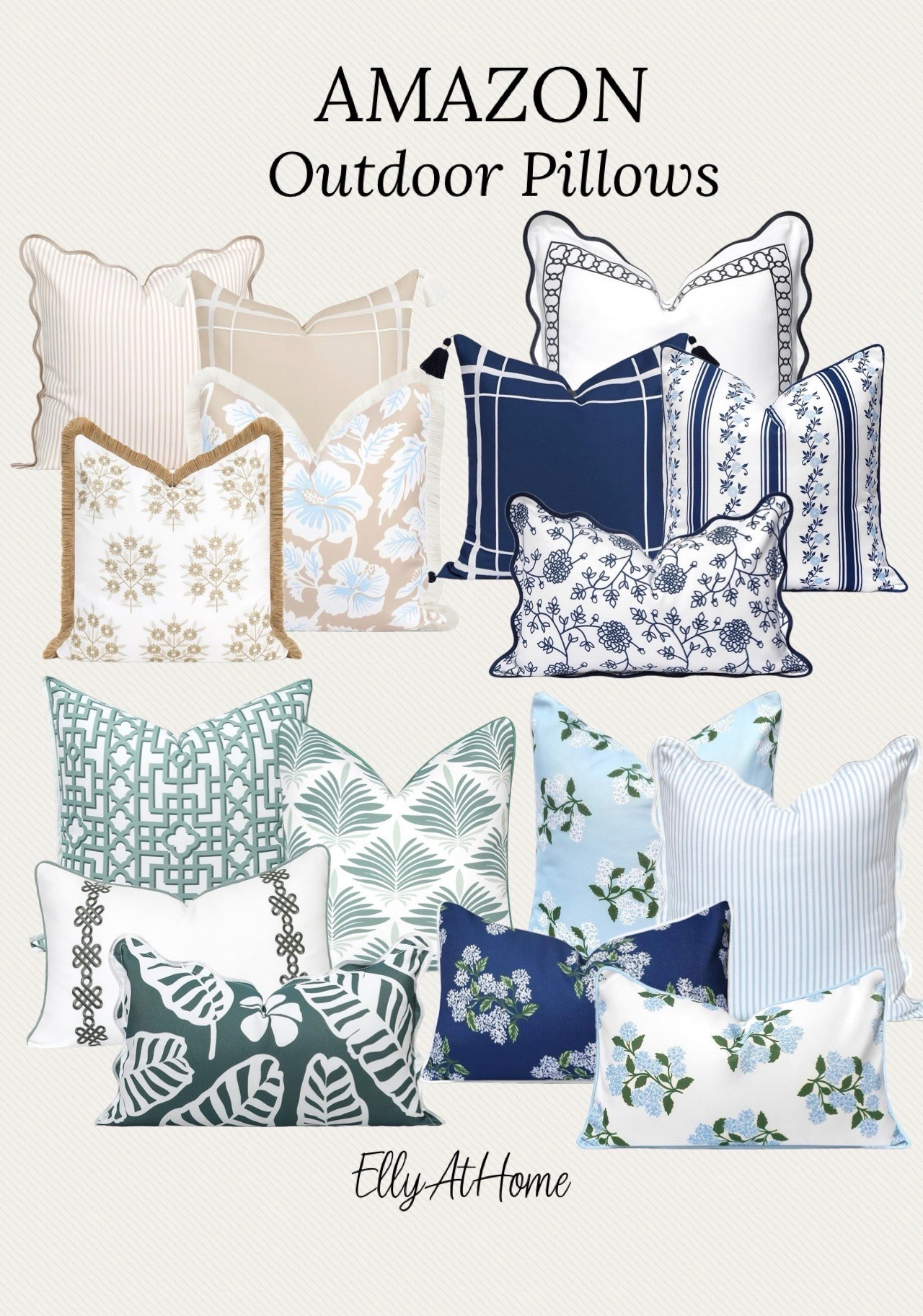 Beautiful outdoor throw pillows for porch and patio! Many styles, patterns and colors! Waterproof, seasonal, styling. Amazon home, free shipping.

#LTKHome #LTKSeasonal