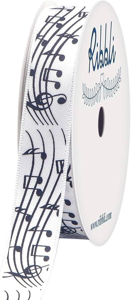 Ribbli Satin Musical Notes Craft Ribbon,5/8-Inch x 10-Yard,White/Black,Use for Gift Wrapping,Part... | Amazon (US)