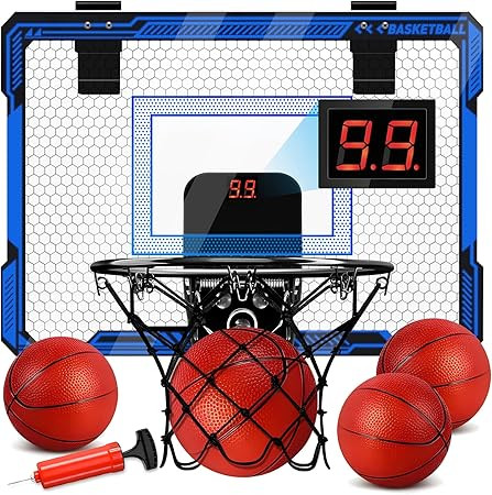 Indoor Basketball Hoop for Kids - Over The Door Mini Basketball Hoop with LED Light & Scoreboard,... | Amazon (US)
