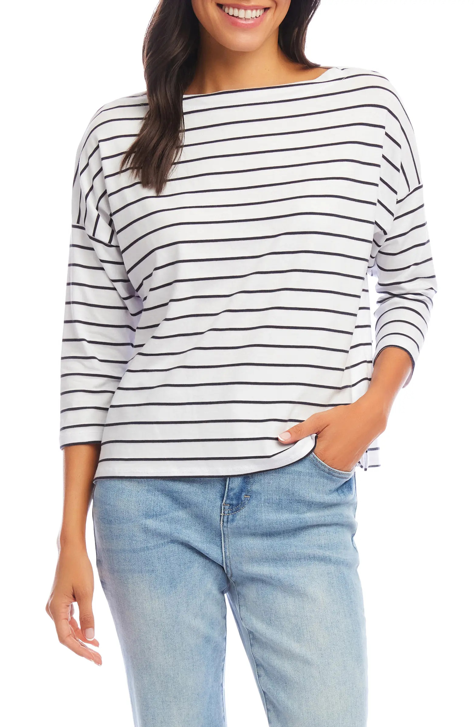 Karen Kane Stripe Boat Neck T-Shirt | Nordstrom | Nordstrom